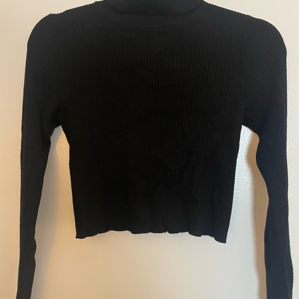 Black Ribbed Long Sleeve Top